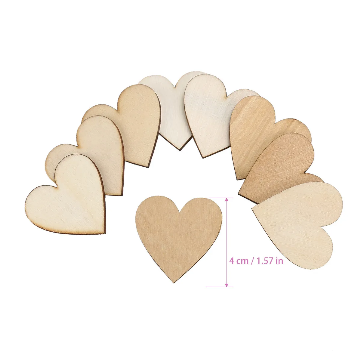 40mm Rosewood Blank Heart Wood Discs, 50pcs Smooth DIY Craft Embellishments for Scrapbooking & Decoupage