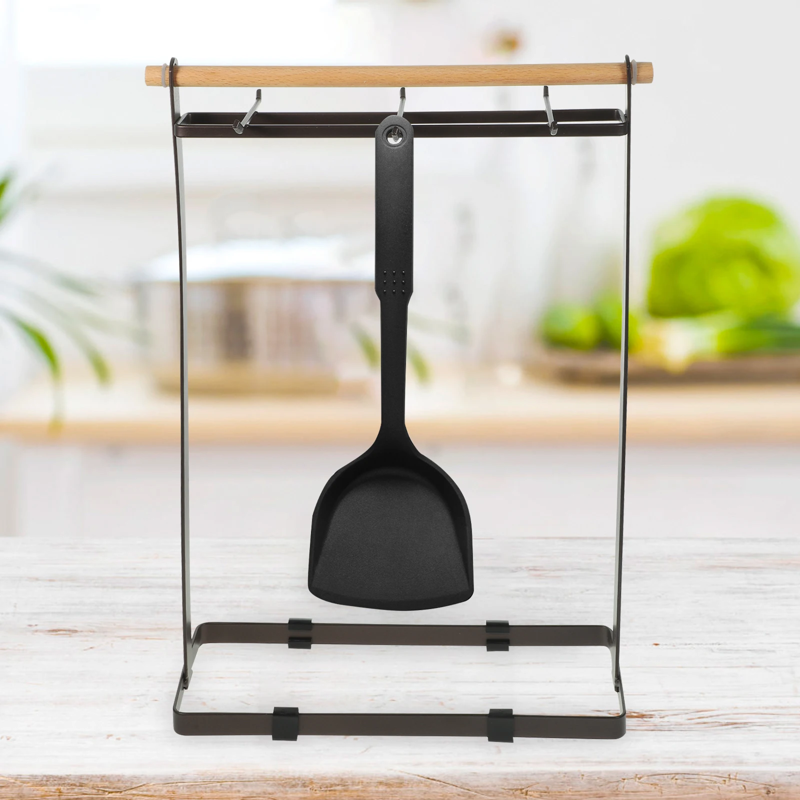 

Kitchen Utensil Holder Organizer Rack For Spatulas Spoons Ladles Hooks Countertop Floor Standing Iron Wood Hooks Design Space