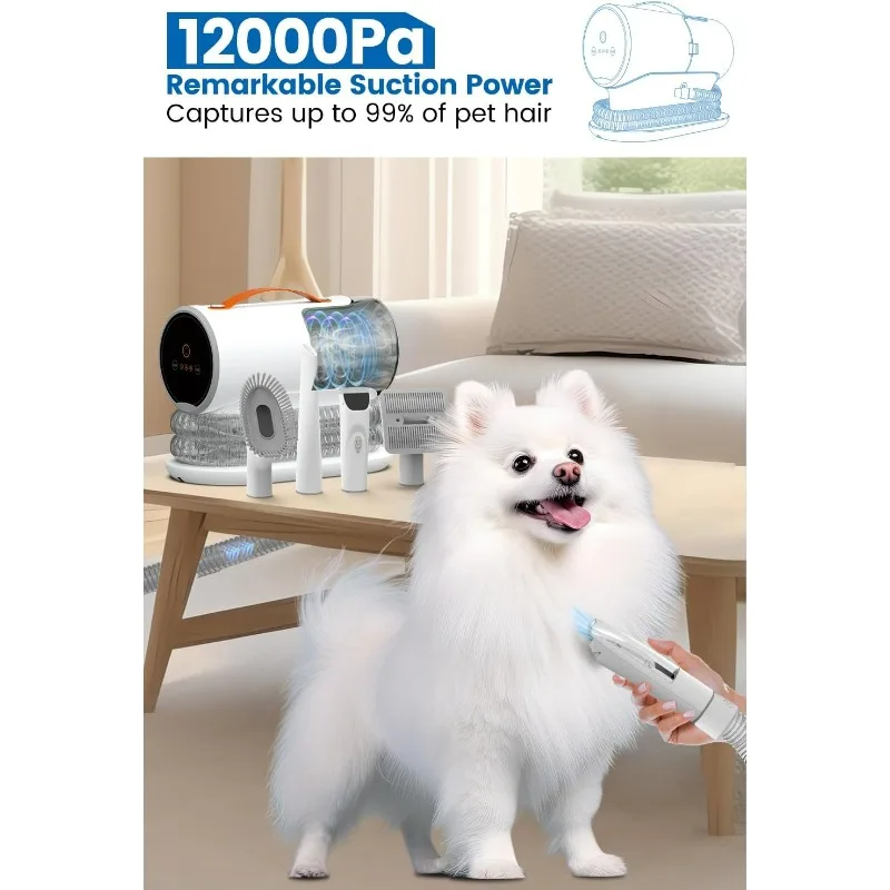 Dog Grooming Vacuum, 12000Pa Powerful Dog Vacuums for Shedding Grooming, Low Noise Dog Hair Vacuum, Pet Grooming Vacuum