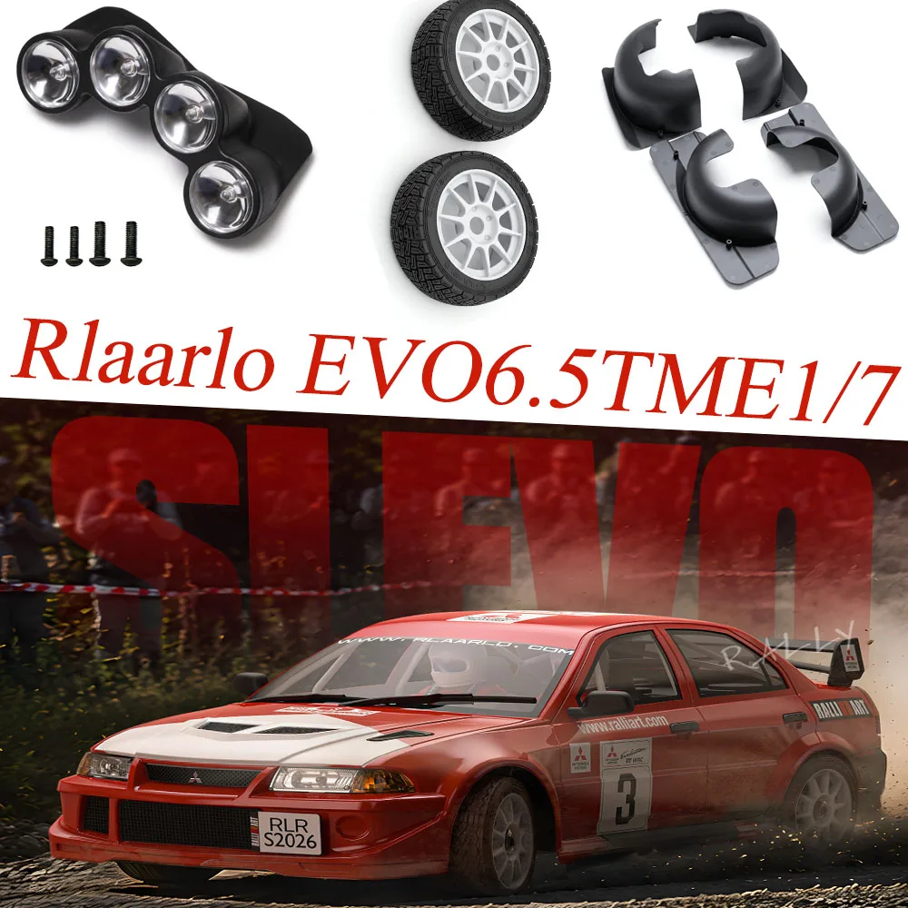 Rlaarlo EVO6.5TME1/7RC rally car model tire searchlight mudguard suitable for Rlaarlo Mitsubishi EVO6.5TME1/7