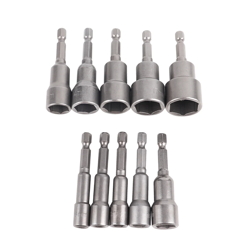 10Pcs/set 6mm-19mm Hex Sockets Sleeve Nozzles Nut Driver Allen socket Wrench 1/4\