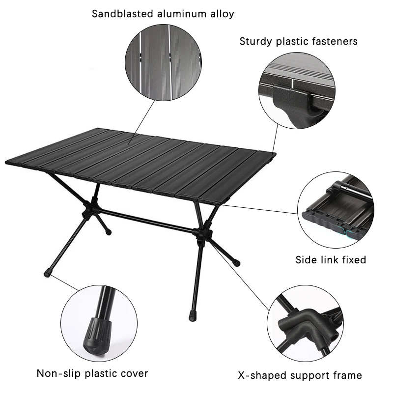 75cm Folding Table Split Leg Adjustment Outdoor Camping Egg Roll Table Portable Aluminum Alloy Table Large Load-bearing