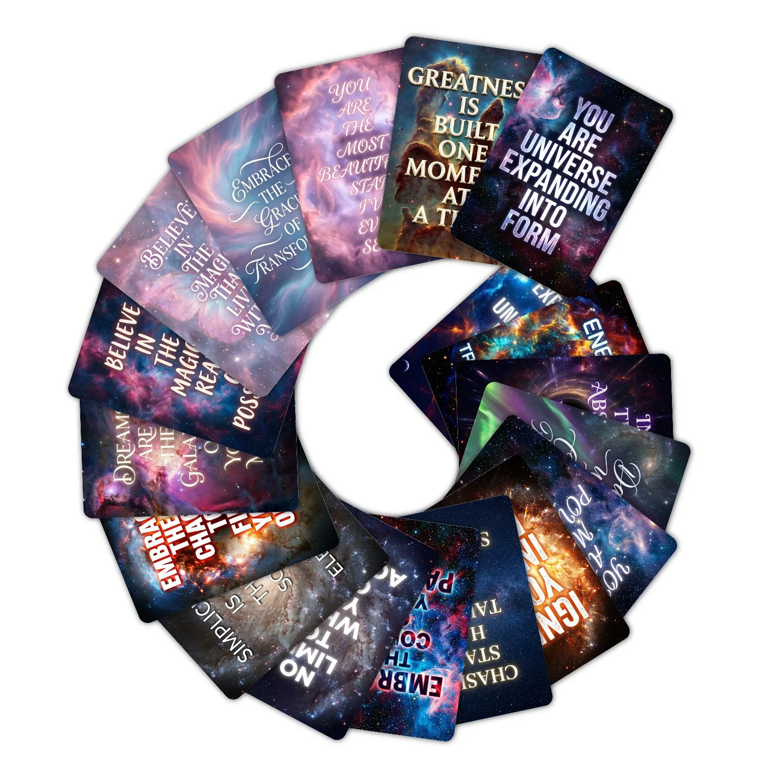 18 Universe Starry Sky Theme English Text Cards Dreamy Galaxy Inspirational Motivational Quotes Gift Decor Greeting Card