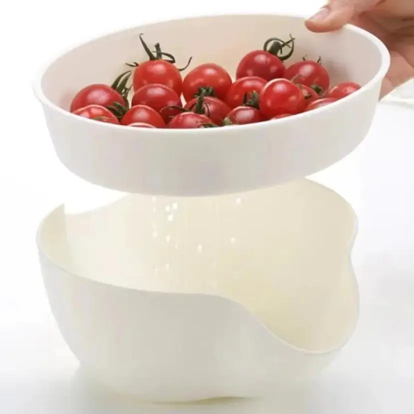 طبقة مزدوجة الإبداعية أدوات منزلية علبة الأغذية البلاستيكية أوروبية البطيخ بذور الفاكهة تصريف لوحة مناسبة للمطبخ غرفة المعيشة