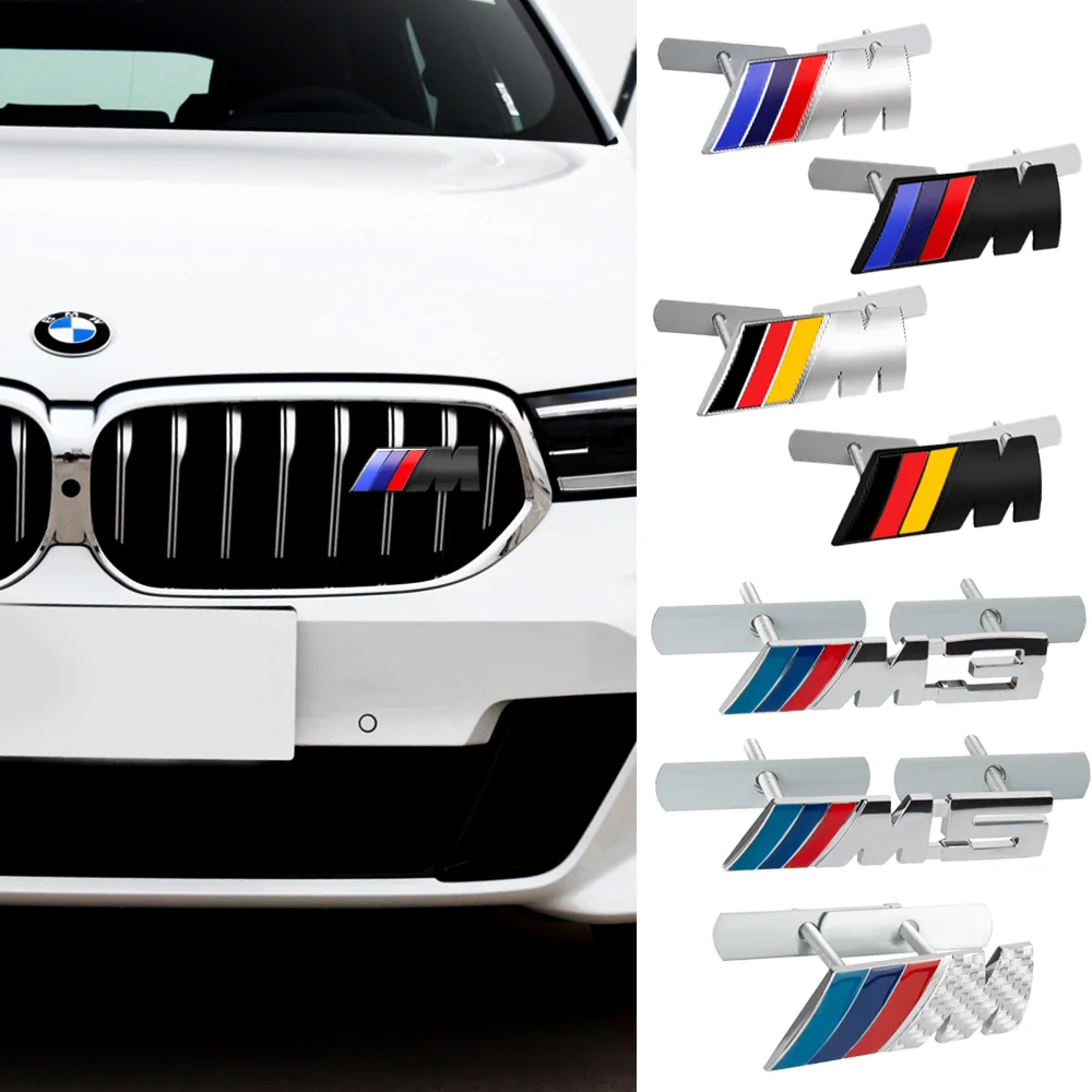 3D Metal Car Front Bonnet Grille Badge Body Rear Trunk Decoration Emblem Sticker For Bmw Auto SLINE M M3 M5 POWER Accessories