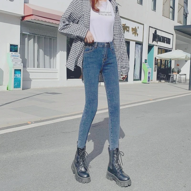 Invisible Crotch Jeans Women's 2026 New Spring and Autumn High Waist Versatile Small Feet Tight Pencil Pants Cargo Pants Women