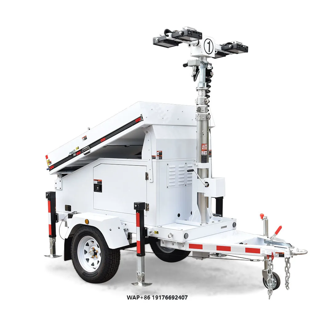 Aluminum Alloy Mast Manual Winch Solar Lighting Tower with 3 Panels