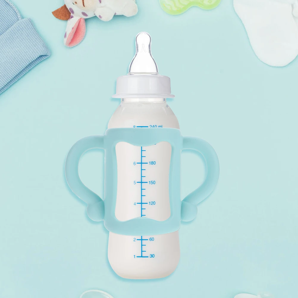 

4 pcs Silicone Bottle Handles Infant Feeding Milk Holder Grip Easy Install Remove Practical Protective Baby Accessories Bright