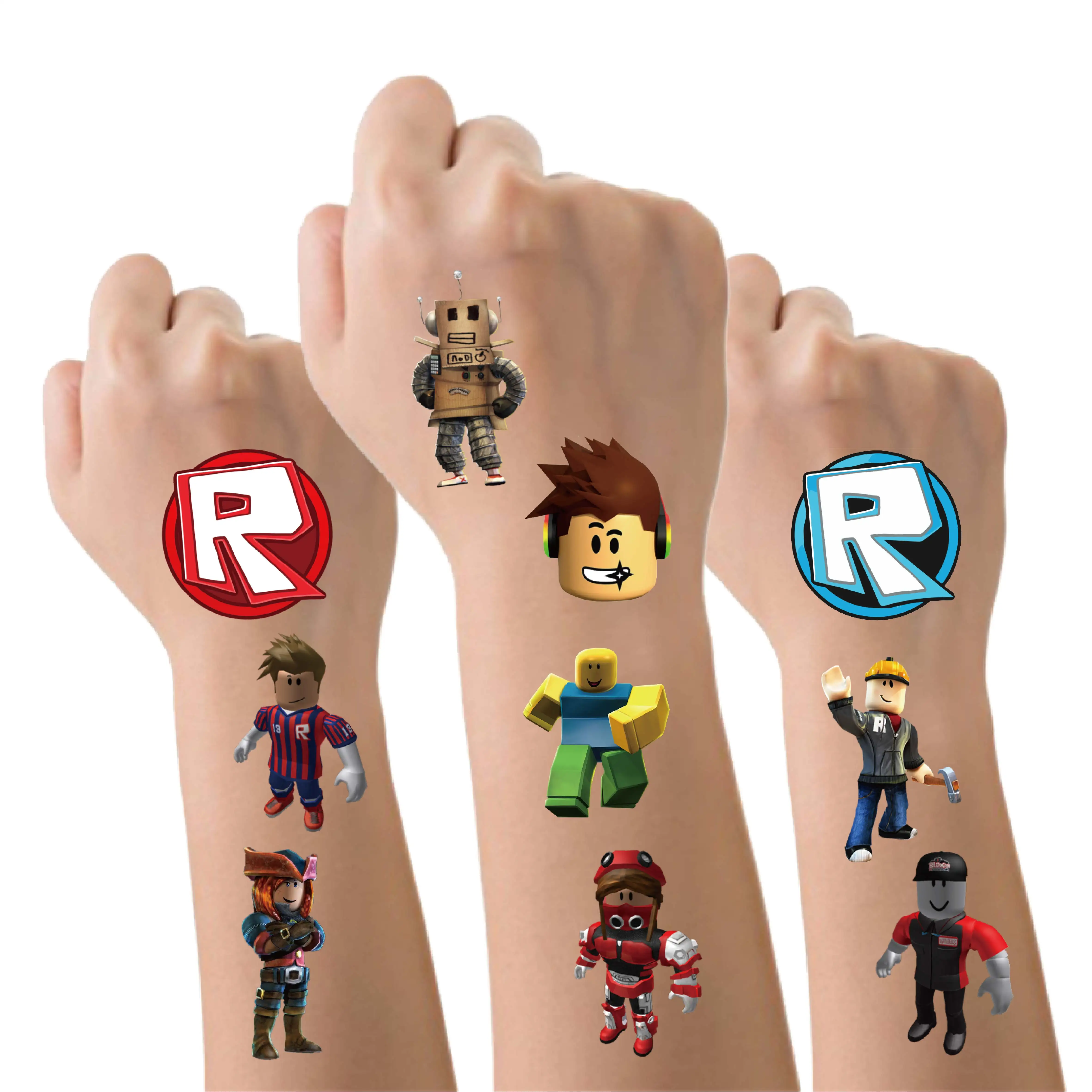 Roblox Boys Tattoo Stickers Anime Cartoon Tattoo Sticker Kids Birthday Party Gifts Body Art Tattoo Fake Tattoo Sticker Face Hand