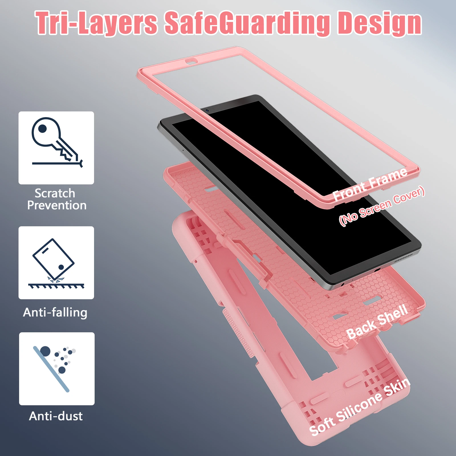 Kickstand Armor Case For Lenovo Tab M9 2023 9.0 inch TB310FU TB310XU PC-Silicone 3-Layers Rugged Heavy Duty Cover Shockproof