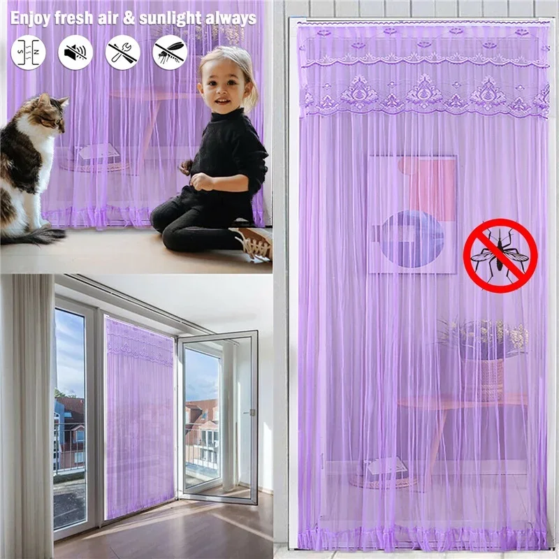 Summer Mosquito proof Door Curtain Household Lace Side Fly Door Curtain Bedroom Kitchen Mosquito proof Net Screen