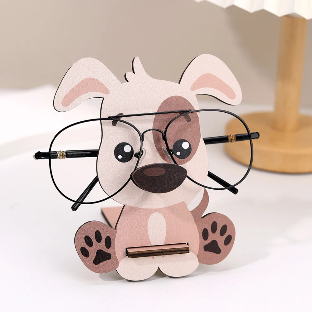 Cute Animal Glasses Frame Cartoon Dog Glasses Frame Glasses Display Frame Sunglasses Frame Hand-carved Home Wooden Decoration 3D