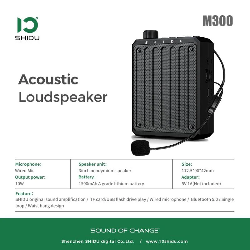 

SHIDU M300 Wired Amplifier Portable 10W High-Power Lithium Battery 1800mAh Multi-functional Speaker for Teachers and Tour Guide
