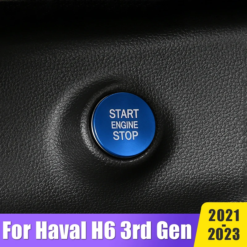 

Stainless Car One-Click Start Up Engine Button Decoration Stickers Accessories For Haval H6 3rd Gen 2021 2022 2023 GT DHT-PHEV