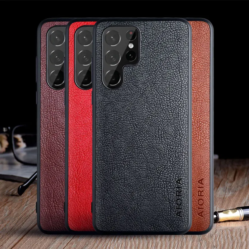 

Case for Samsung Galaxy S22 Ultra Plus 5G funda luxury Vintage Leather skin coque cover for samsung galaxy s22 ultra case capa