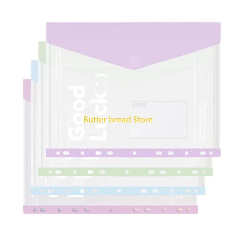 W89C 4/6/8Pcs 11 Holes Punched Pockets 305x240mm Clear Document Envelope for Office