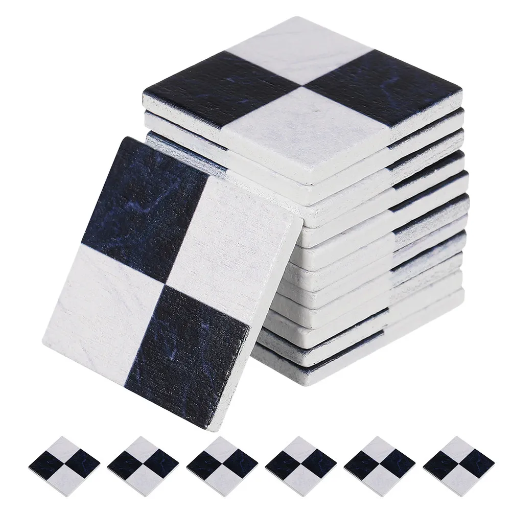 

45 шт. высококачественные миниатюрные напольные плитки под дерево для кукольного домика, в виде шахматной доски, для декора