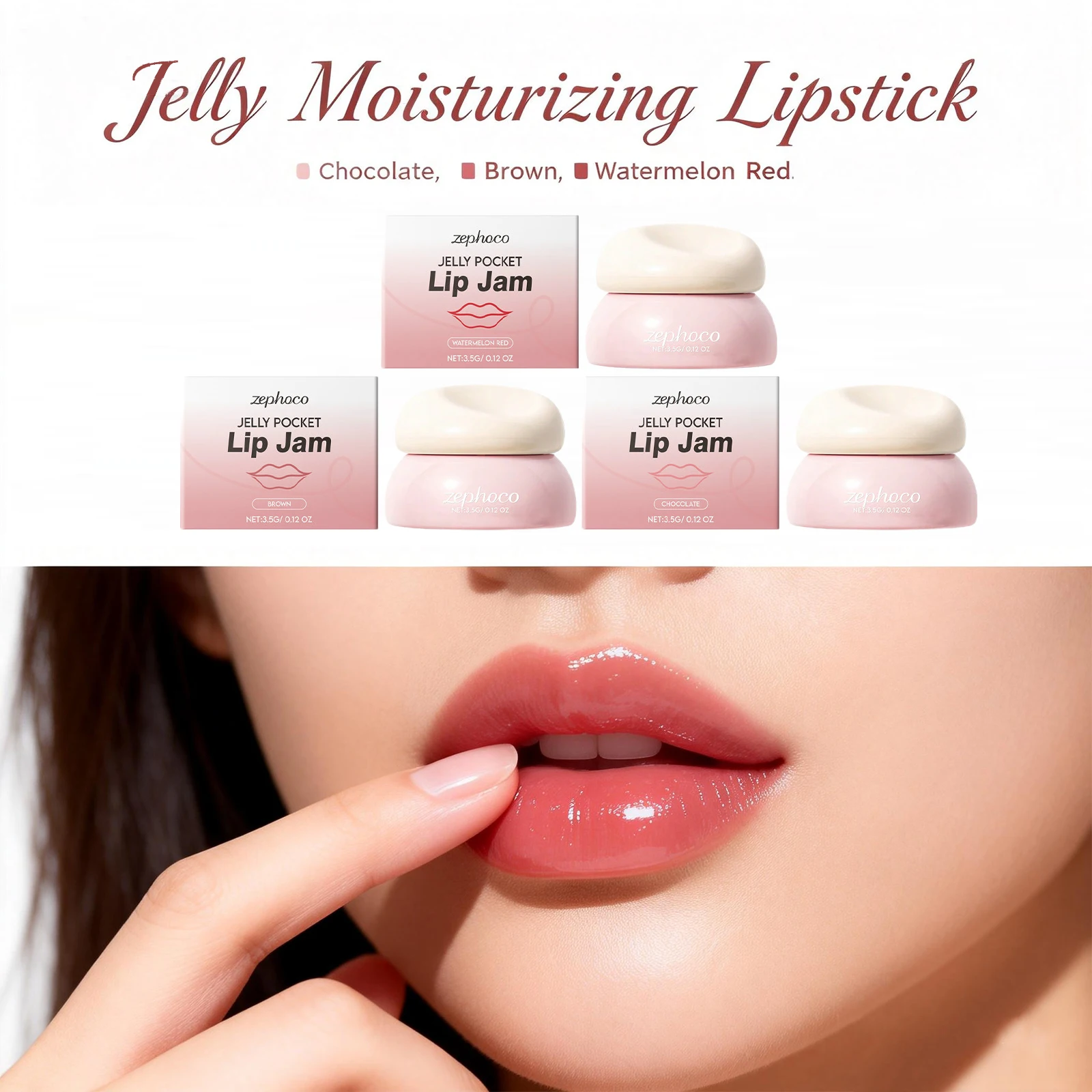 Chocolate/Brown/Watermelon Red Jelly Moisturizing Lipstick Brightening Lip Color Moisturizing Lip Balm Portable Lip Makeup
