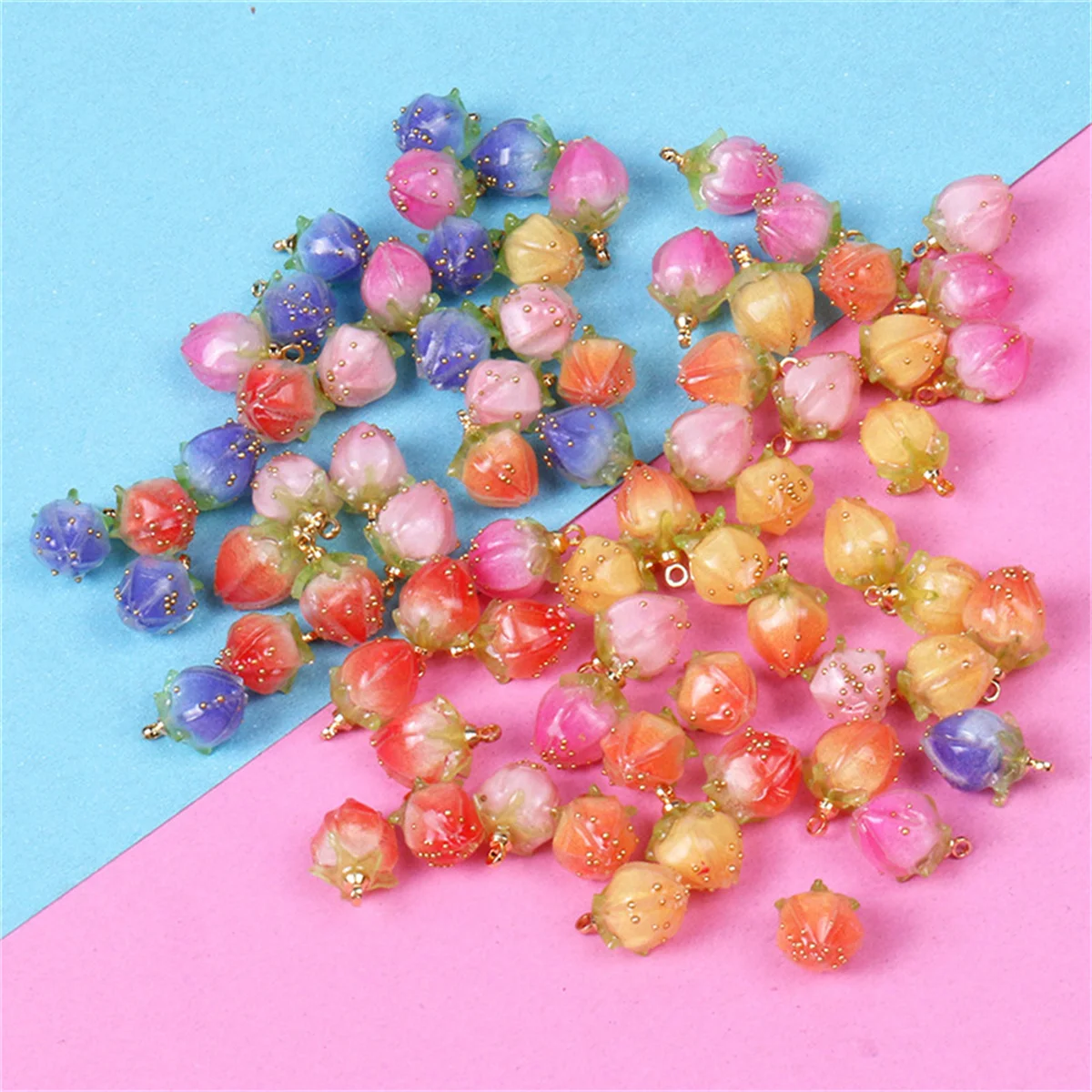 ZW41 Strawberry Resin Necklace Pendant Handmade Hairpin Bracelet Necklace Handmade Diy Material Earrings Jewelry Accessories