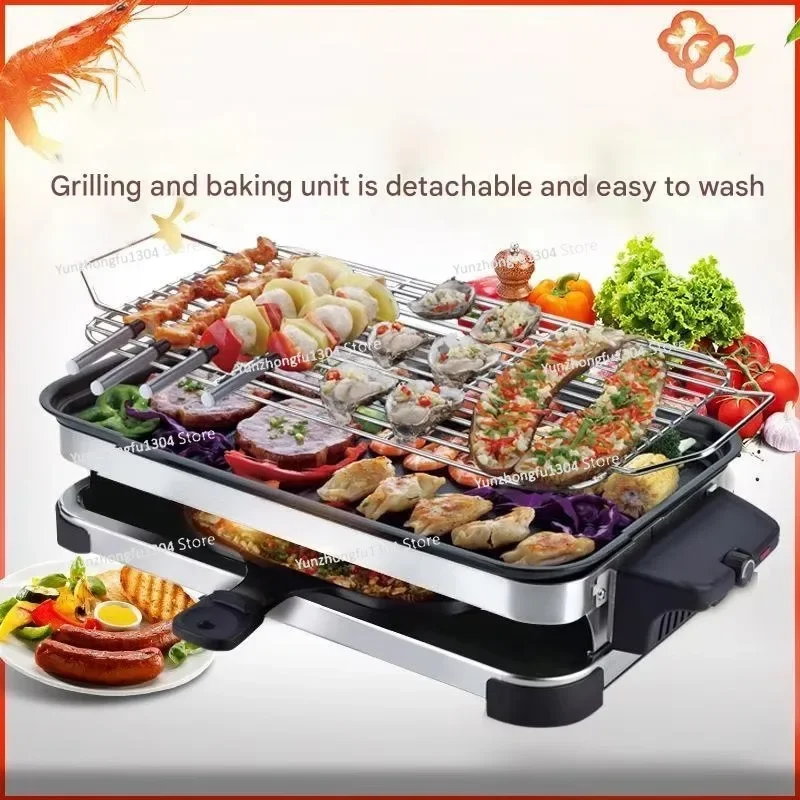Popular Smokeless Electric Grill Pan Hot Pot Indoor Bbq Grills Electricity Commercial Bbq Grill for Restaurant Non-Stick Coating