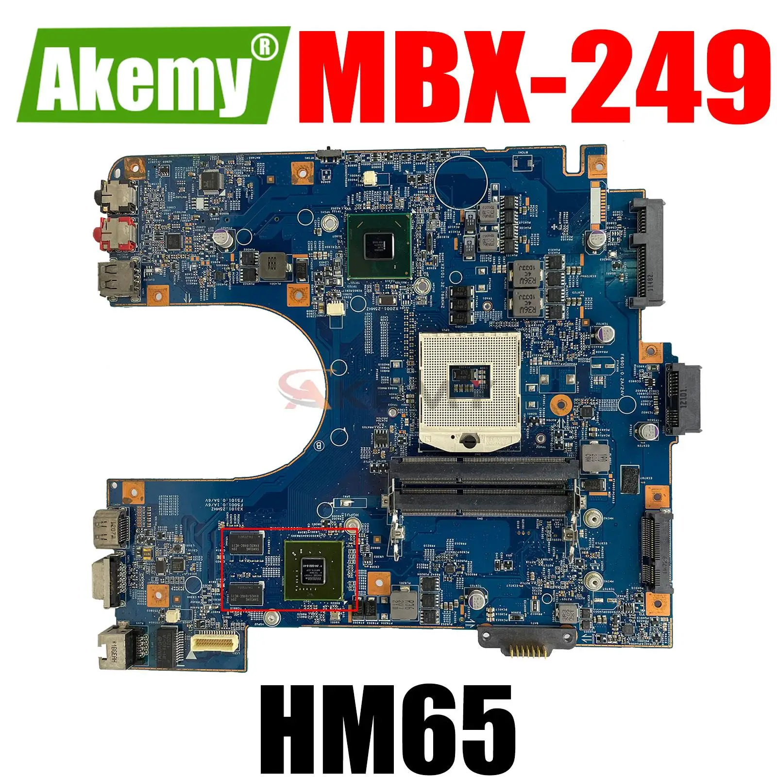 

AKEMY for SONY MBX-249 Laptop Motherboard HM65 S0204-1M 48.4MQ01.01M A1829662A Mainboard