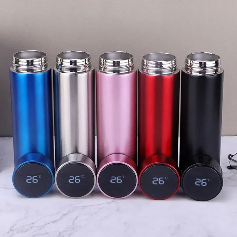 500ml Smart Water Bottle Keeps Cold and Heat Thermal Bottle Stainless Steel Vacuum Flasks Thermos Temperature Display Gift