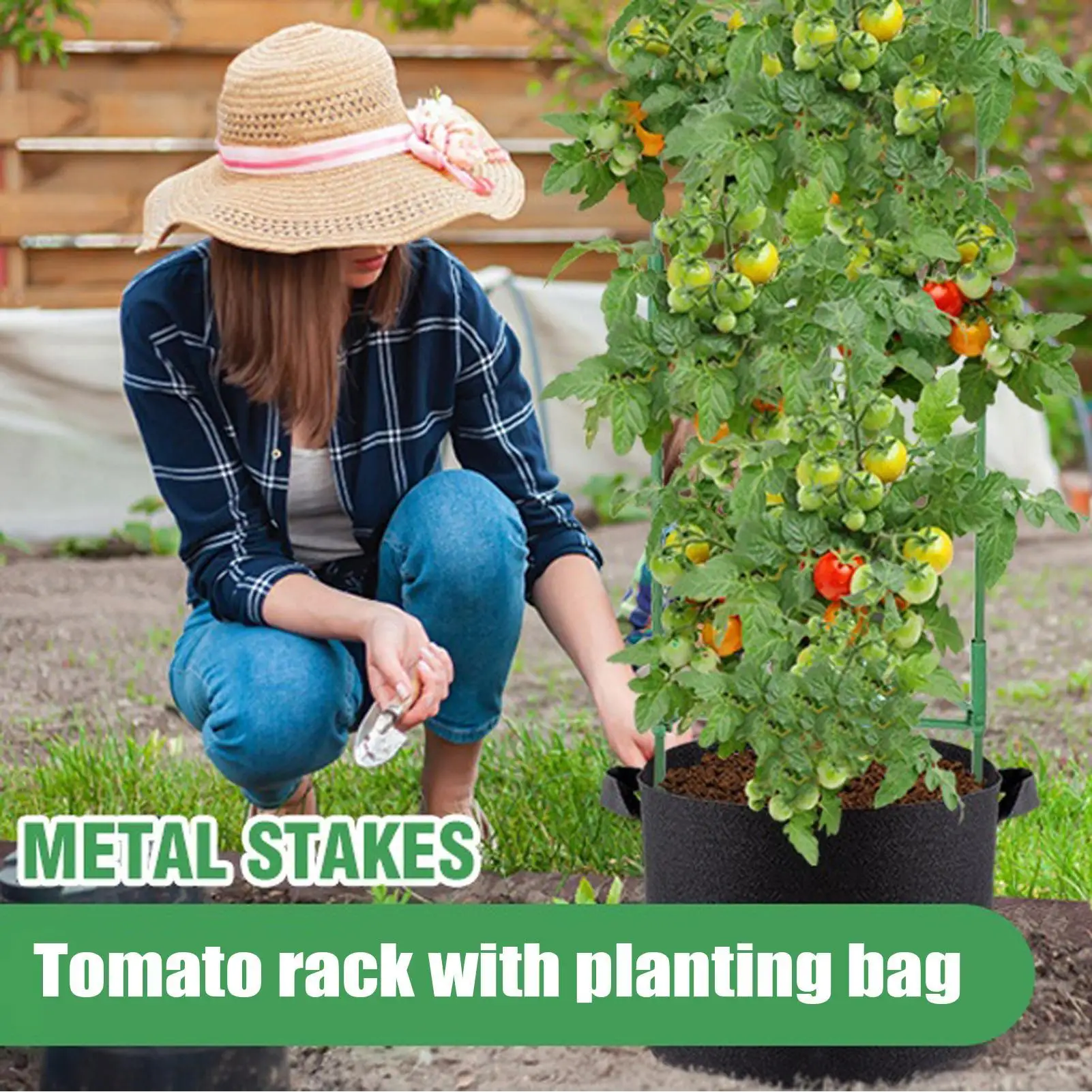 

Опора для томатов с мешками для выращивания, регулируемые колышки для томатов для дома, использования в помещении и на улице, для балкона, патио, террасы, грядок