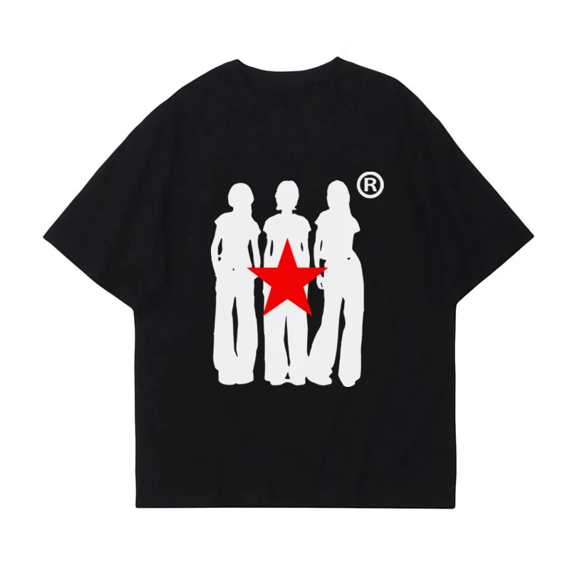 

Y2K Cotton T-shirt Streetwear Harajuku Aesthetics Graphic Print Casual Short Sleeve T-shirt Retro Hiphop Loose Top Punk Goth Tee