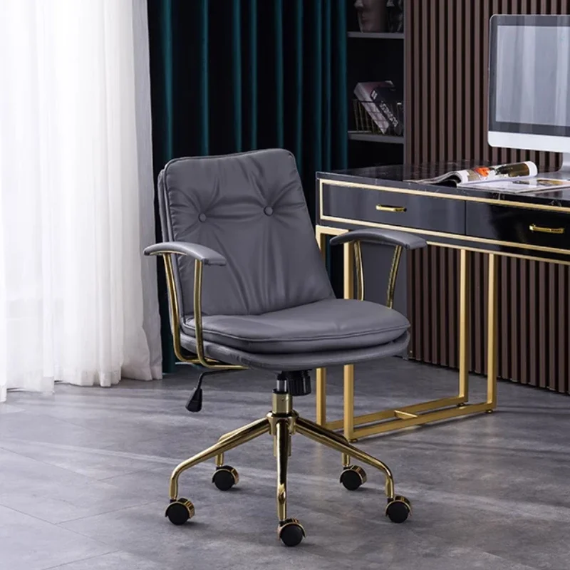 Kursi Kantor Mewah Ringan Kulit Desain Komputer Modern Kursi Kantor Nordik Pernapasan Dapat Disesuaikan Perabotan Rumah Silla Gamer