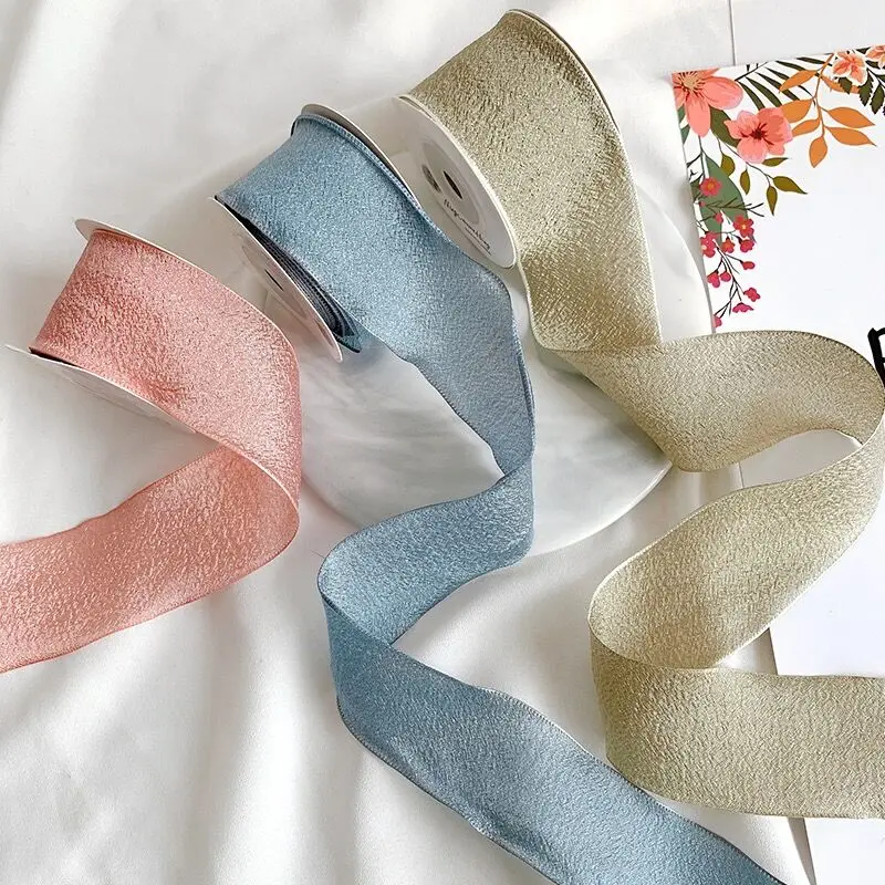 3 yards 1.57 inch linen fishtail yarn glossy ruffled chiffon ribbon gift packaging bouquet hair accessories Diy wedding.