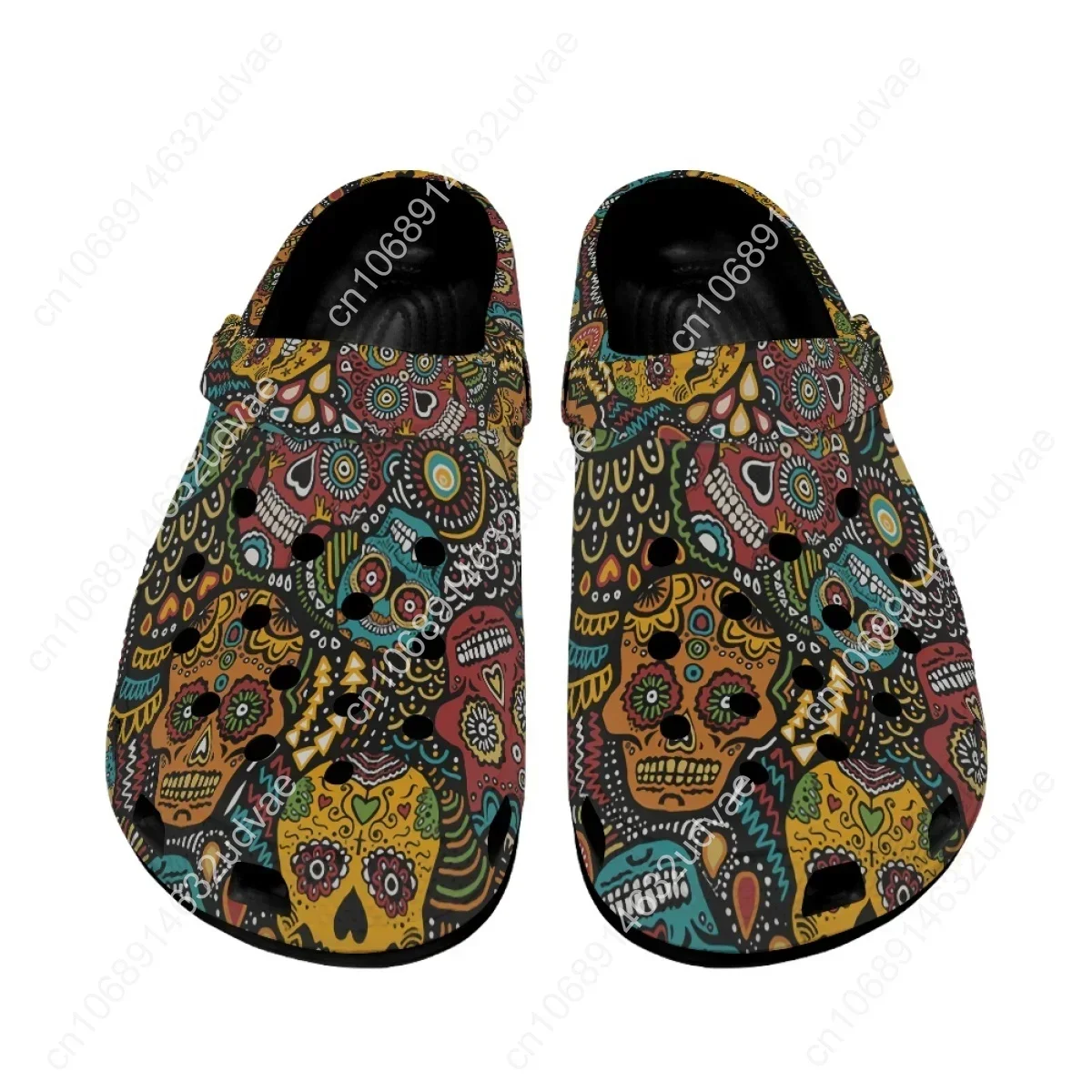 Gothic Skull Pattern Summer Unisex Clogs Lightweight Outdoor Sandals Breathable Anti-slip Bathroom Slippers Couple Slides Woman