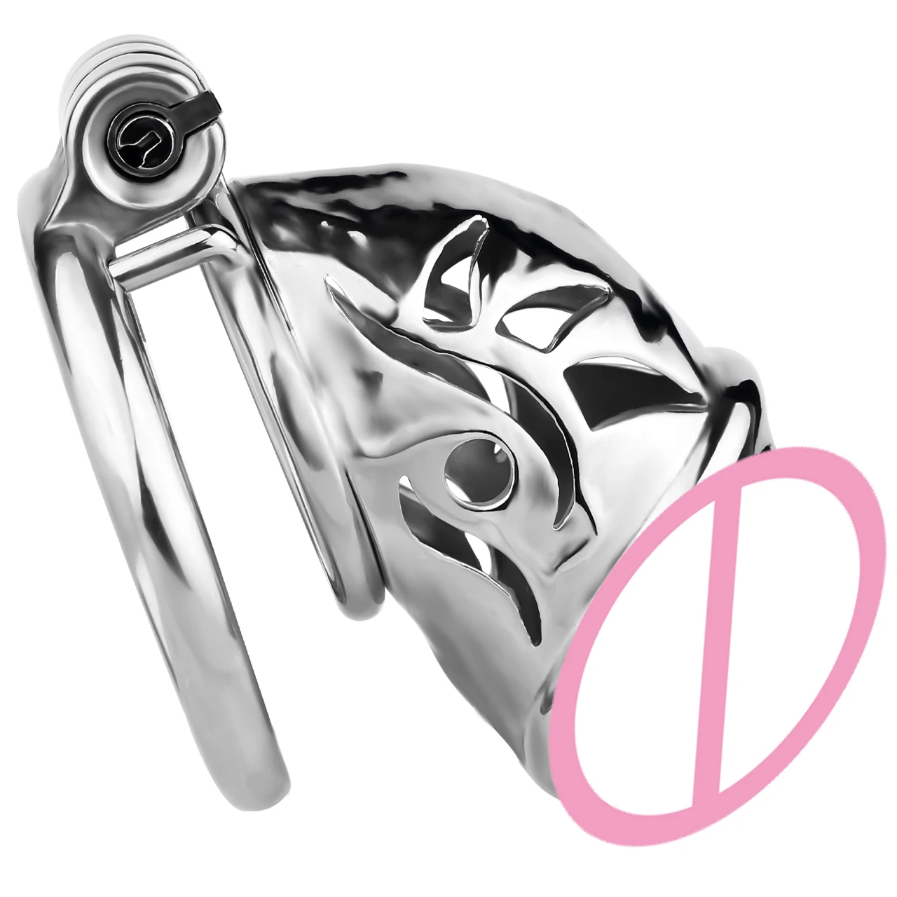 FRRK 2 Color Adult Penis Chastity Cage Device SM Carving Art Cock Lock Belt Couple Loyalty Abstainer BDSM Sex Tools For Man Gay view 5