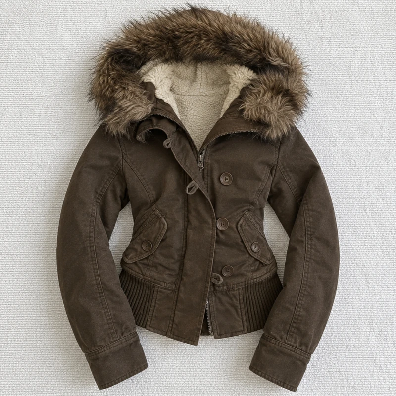 Harajuku Subculture Retro Coats Women Y2K Style Faux Fur Parka Jackets Warm Long Sleeve Outerwear Casual Daily Street Outfits