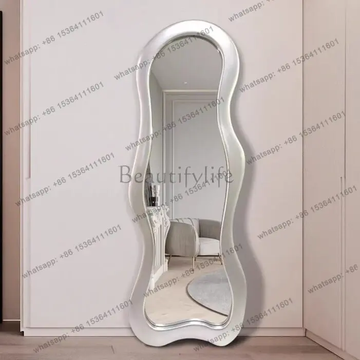 LS French special-shaped full-body mirror floor-to-ceiling ins light luxury against the wall wave dressing high-value mirror