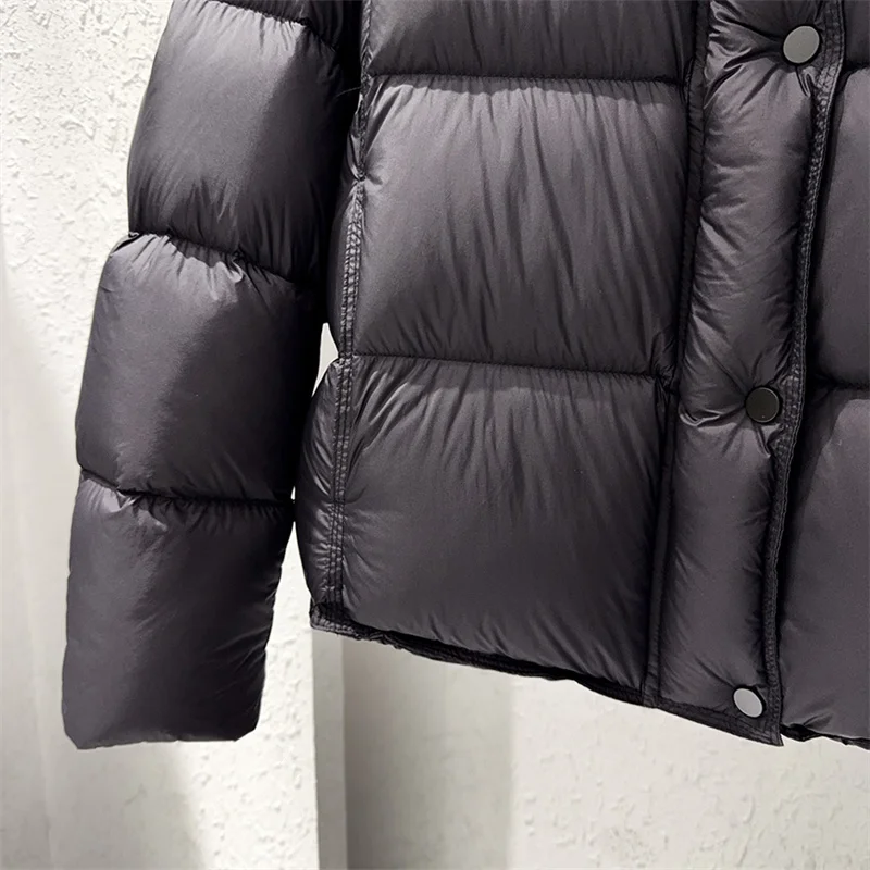 ZAROY Damen Winterjacke, verdickte warme Kapuzen-Baumwollparka, koreanischer Stil, einfarbig, vielseitig, lässiger kurzer Mantel, Schnee-Oberbekleidung, Winterjacke – Detail 10