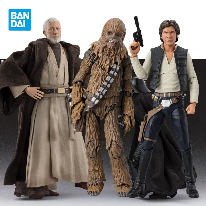 

В наличии оригинальная фигурка Bandai Star Wars: Episode IV A New Hope S.H.Figuarts Ben Kenobi Chewbacca Han Solo, аниме-фигурка, модель игрушки