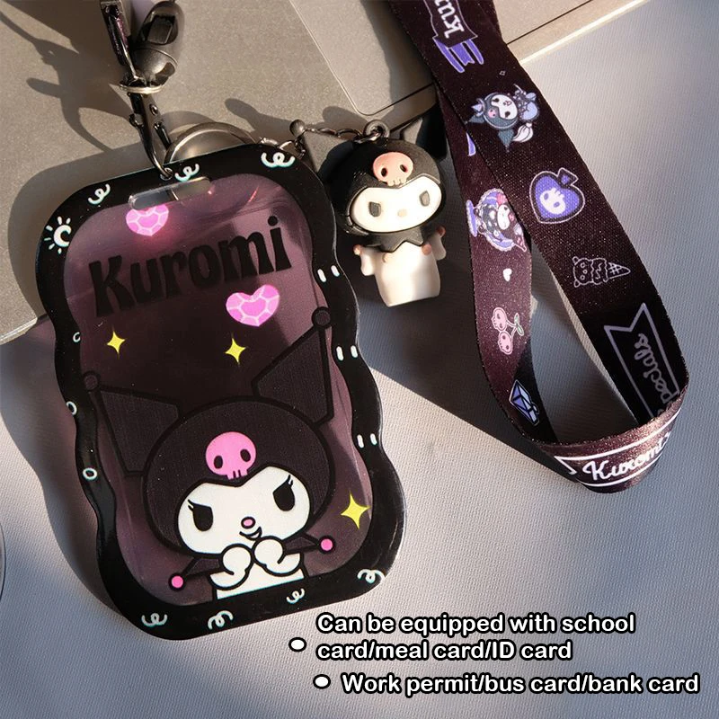 Cute Sanrio Kuromi Photo Card Holder Design Idol Photo Sleeve Keychain Photocards Protector Case Student Stationery