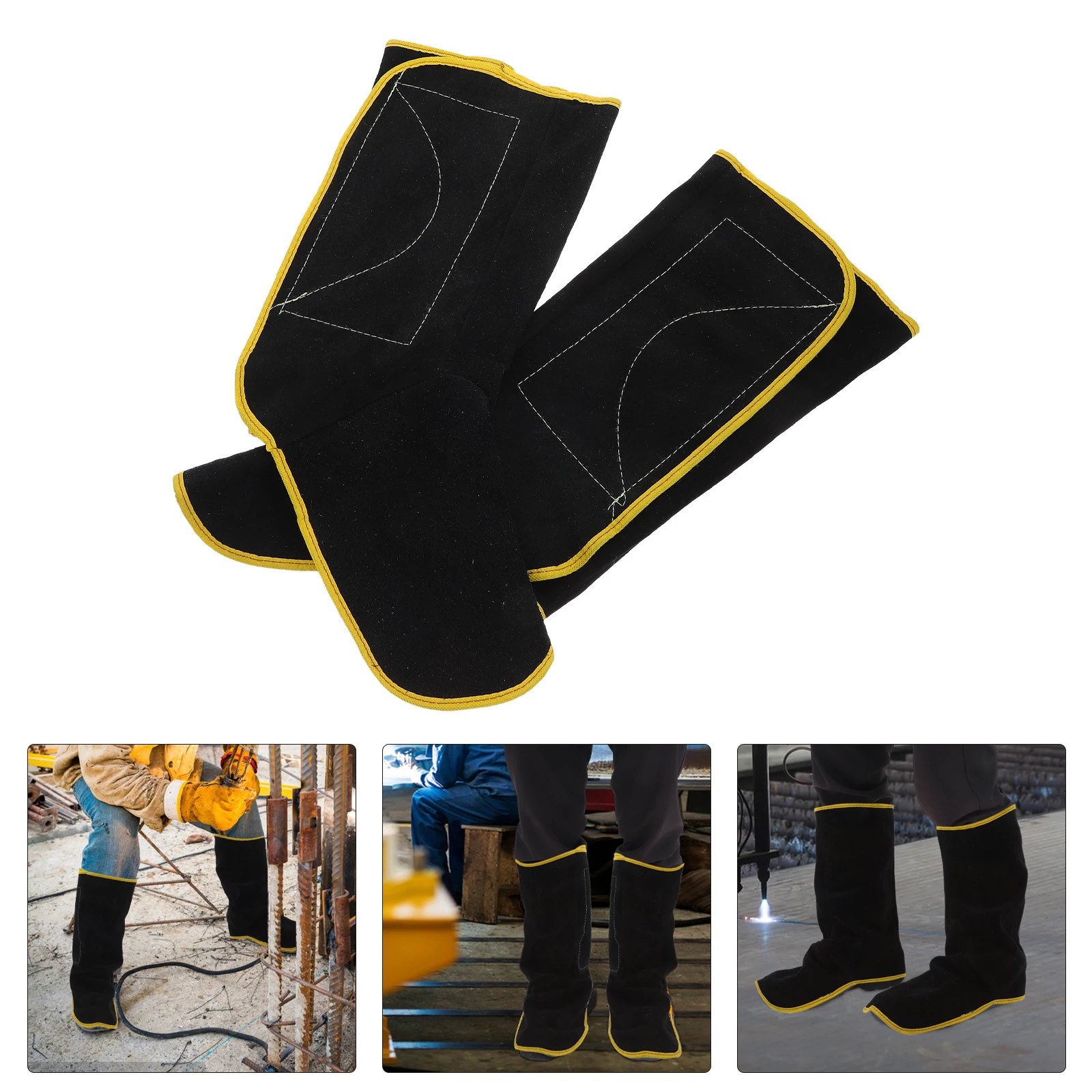 

1 Pair Premium Cowhide Welding Boot Covers Heat Insulating Breathable Foot Gaiters For Men Large Coverage Industrial Safety Shoe