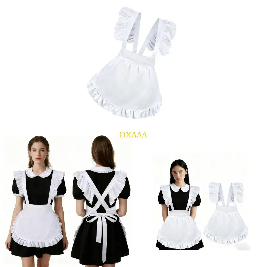 

DXAA Adjustable Maid Role Play Apron Elegant Maid Design With Decorative Lace Breathable Polyester Wear Quick Dry