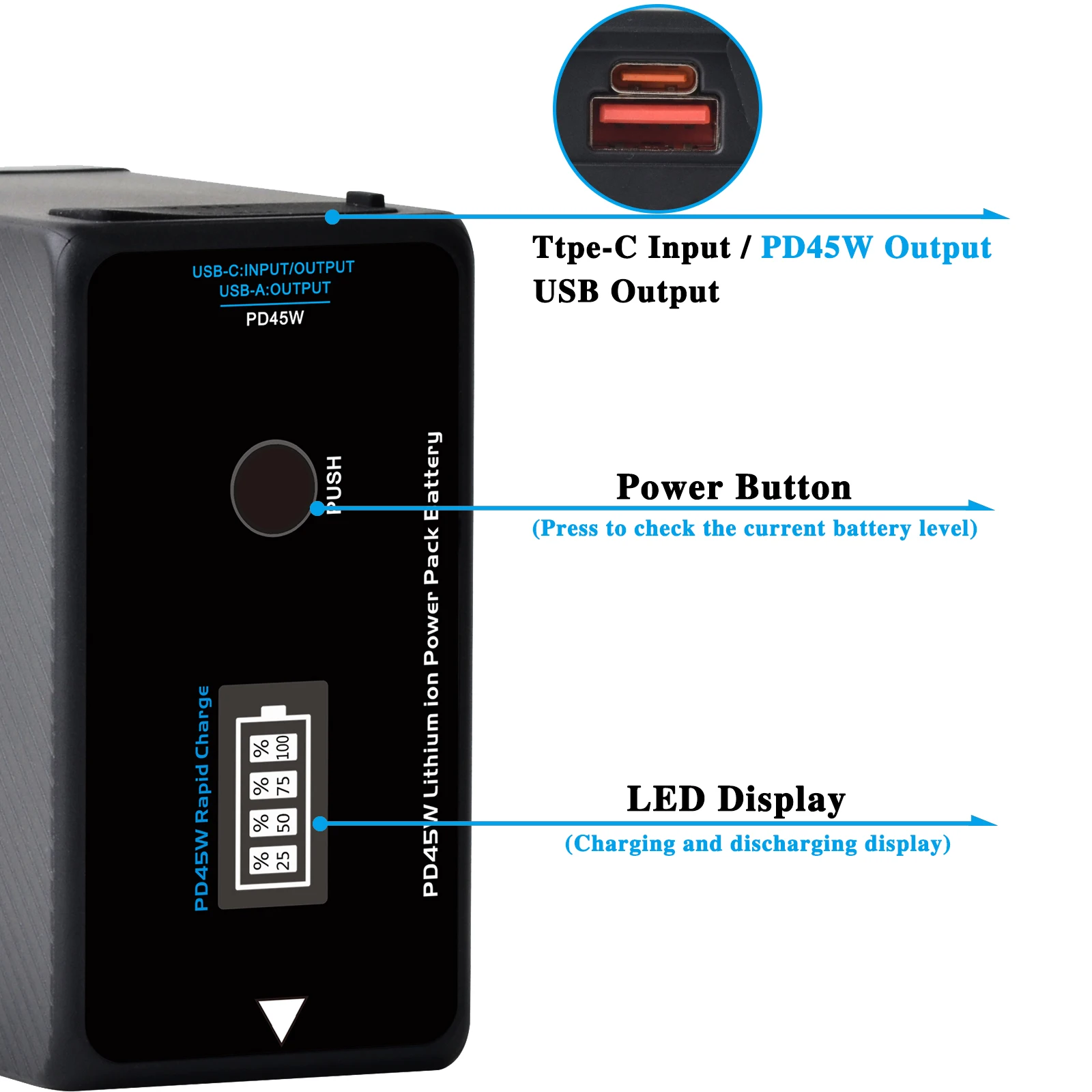JINVAL NP-F970 Bateria 10500mAh PD45W USB-C F750 F550 F570 Bateria do Sony HXR-MC2500C HXR-MC1500C PXW-Z90 DCR-VX2100 FDR-AX1 — zdjęcie produktu 4
