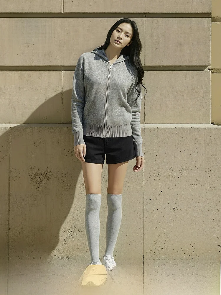 

Женская вязаная шапка H&M, новинка весенней коллекции, для сноубординга, высококачественный вязаный открытый кардиган свободного кроя с двойной молнией