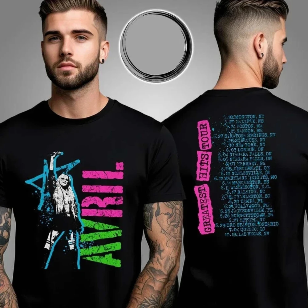 

Avril Lavigne Greatest Hits Tour 2025 Tour Double-sided Pattern T-shirt -Casual Print Short-sleeved Daily Wear for Men and Women