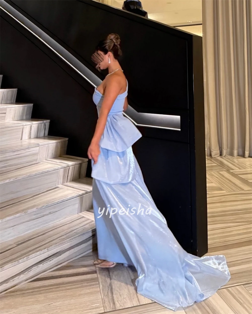 Moda personalizada elegante Jersey acanalado plisado sirena un hombro vestidos largos vestidos de ocasión a medida moda a juego Sexy