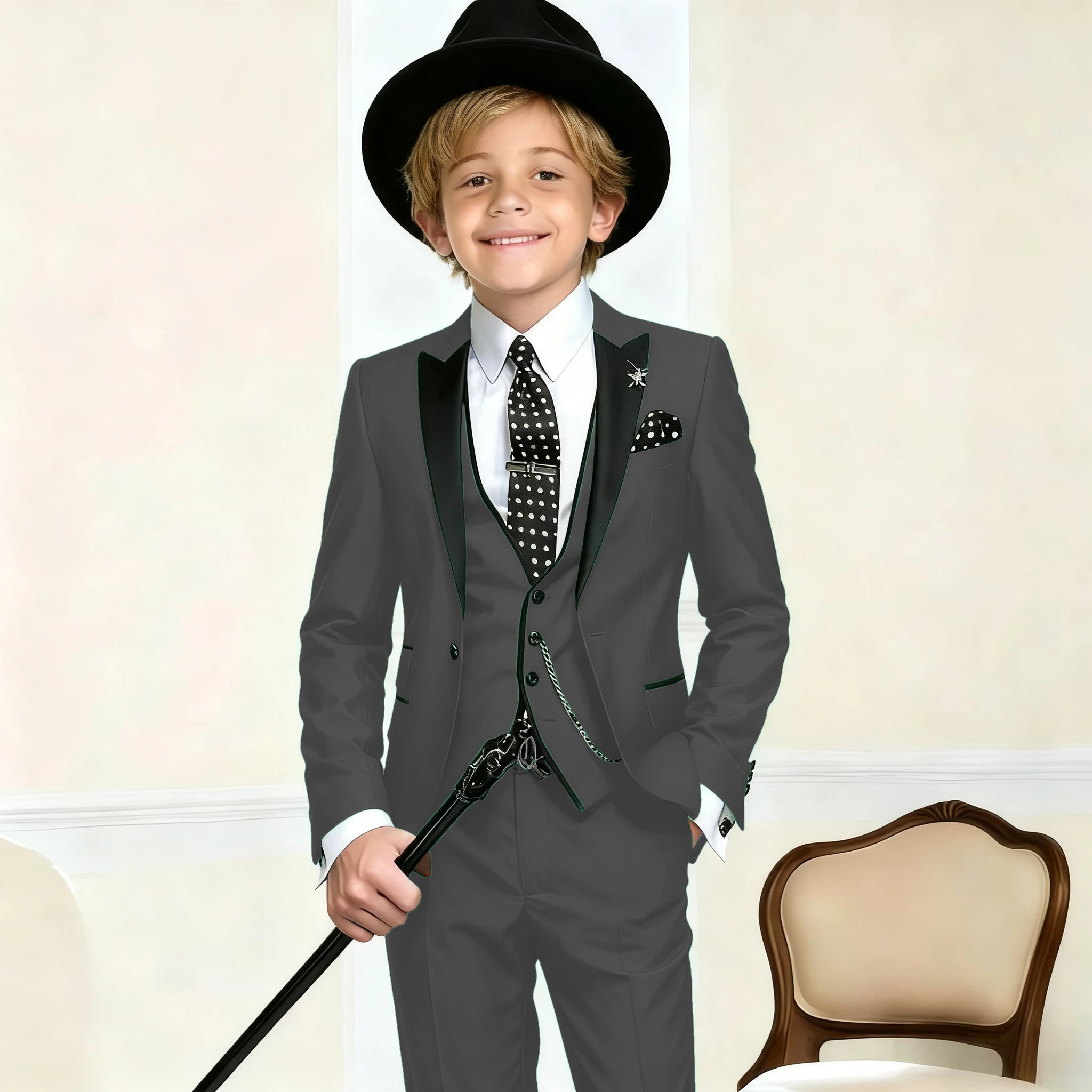 

Flower Boys' Suit Formal Child Wedding Tuxedo Attire for 2-16 Years Old Suit 3 Pieces Suit Set Pants Vest Prom Party Costumes
