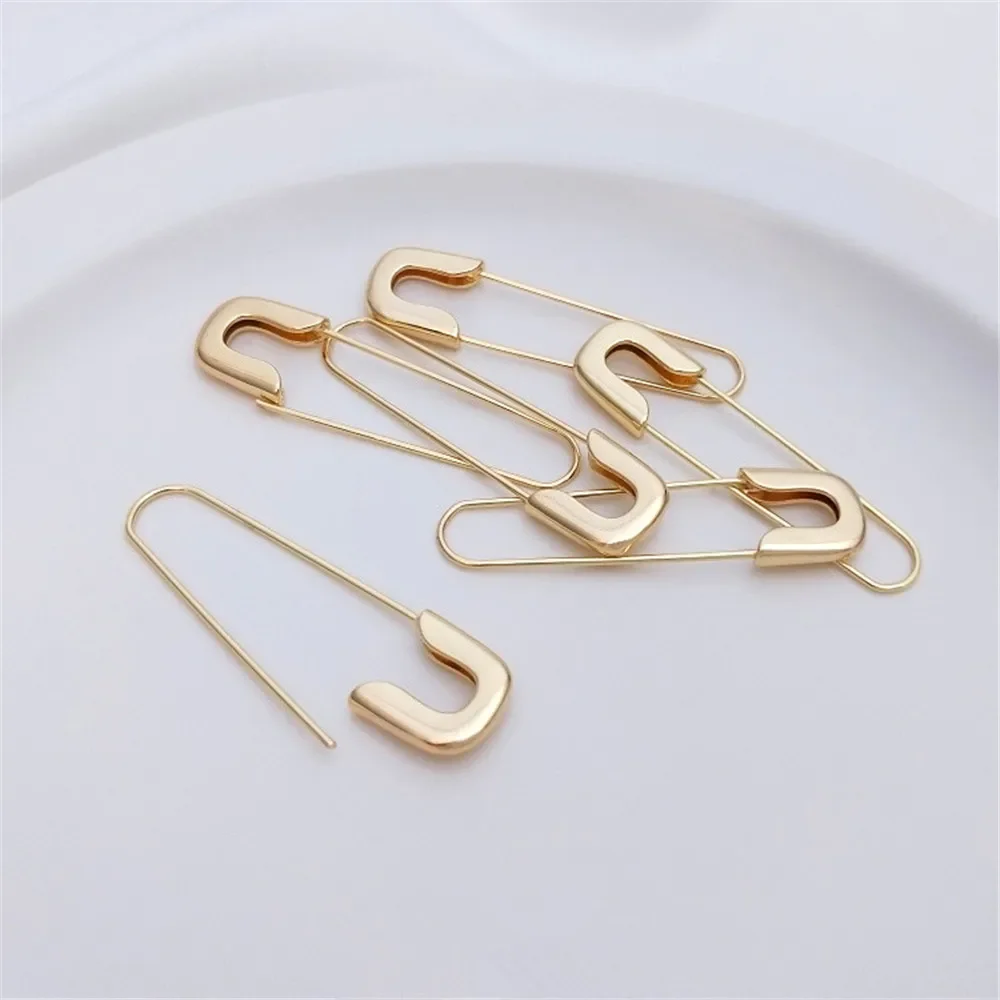 14K Gold Plating Pin earrings paper clip earrings pendant simple personality female fashionable European and American INS wind