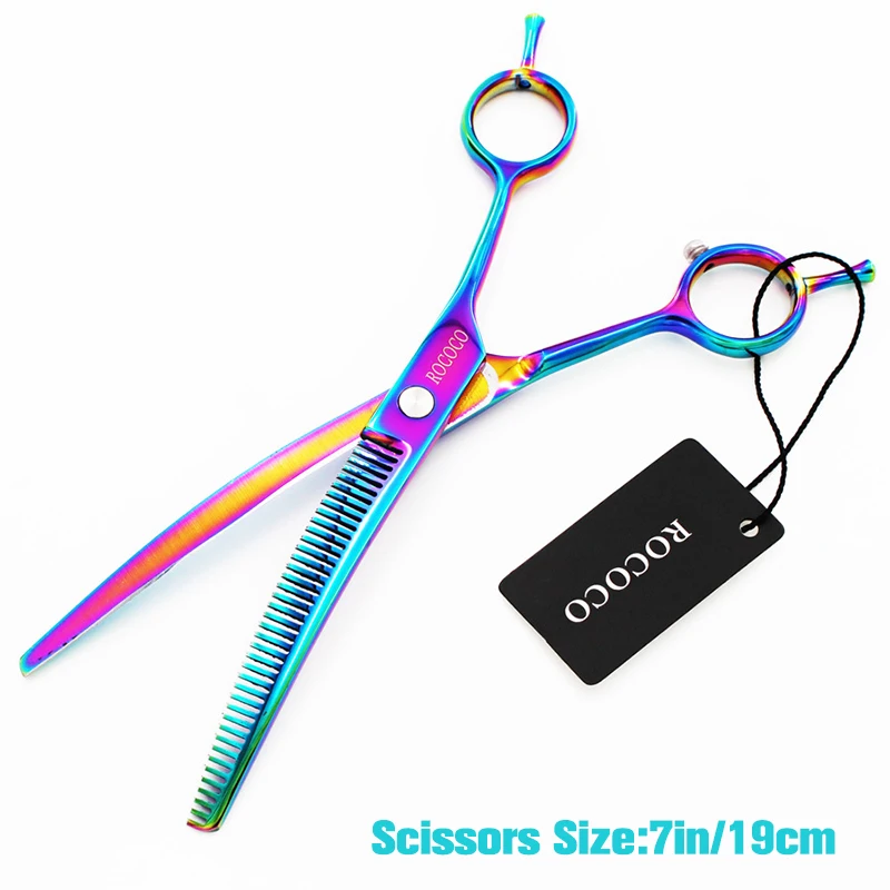 Imagem -03 - Cães Profissionais Downward Curvo Thinning Scissors Cão Gato Tubarão Tesouras Pet Grooming Aço Clipper Ferramentas de Corte de Cabelo