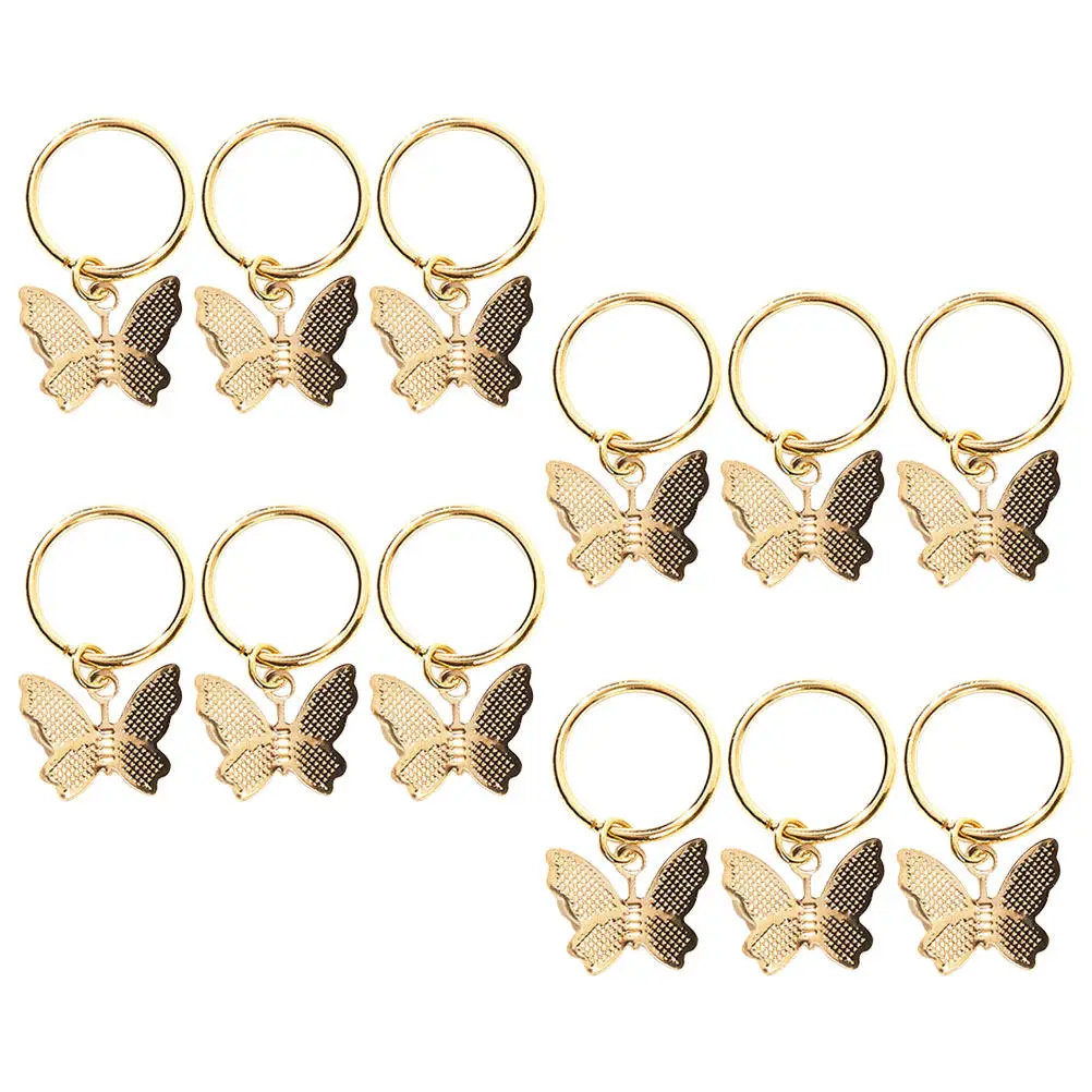 

Набор из 12 украшений для волос в виде бабочек: кольца и манжеты для кос и дредов, аксессуары для укладки волос для женщин и девушек, декоративные элементы