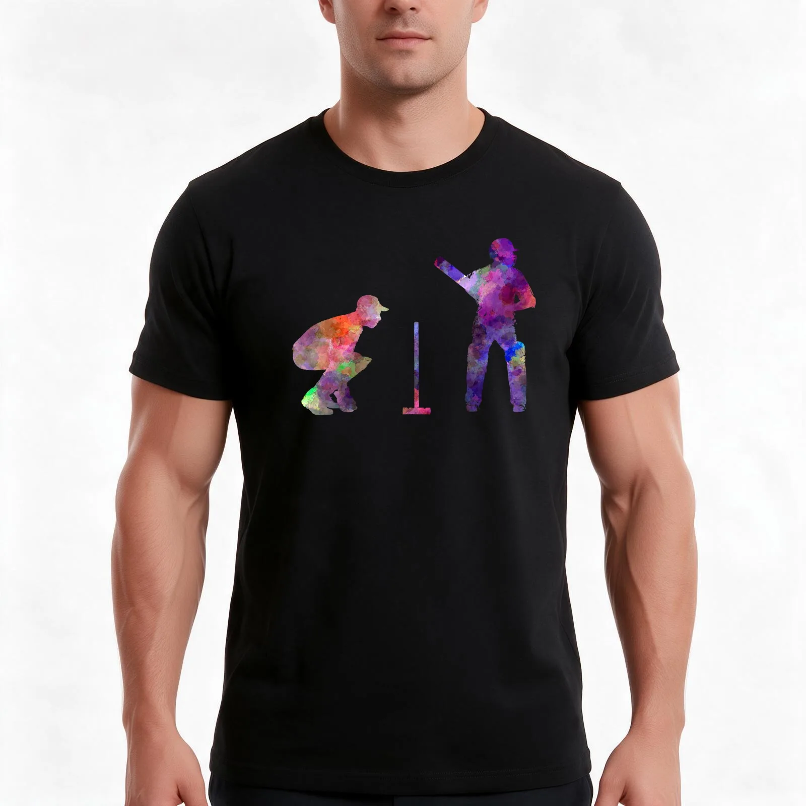 Cricket player silhouette T-Shirt Summer Casual Cotton Tee Oversized Streetwear Tops Vintage Graphic Print Unisex Men Women