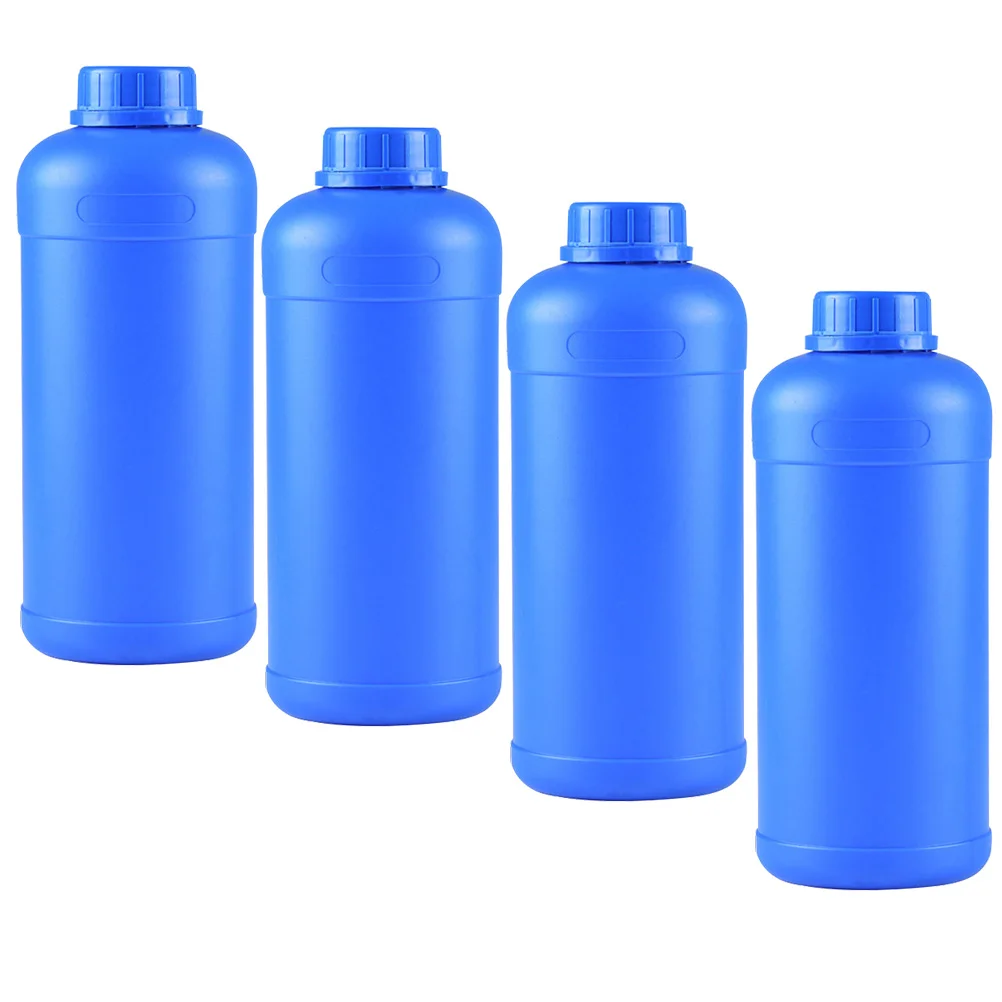 4pcs 1L Widemouthed Chemical Bottles Plastic Container Sealed Sample Bottle (Blue) Sealed Chemical Bottle