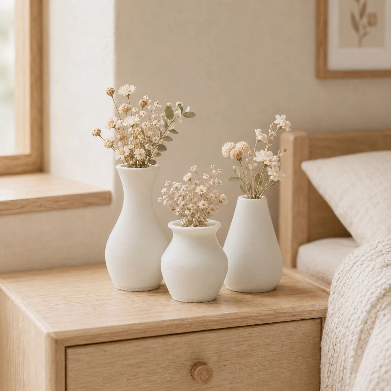 1:12 Mini-Vasen-Set, 3-teilig, Blumentopf-Dekoration für Puppenhäuser, 3D-gedruckte matte Miniatur-Wohnzimmer-Accessoires, 4 Farboptionen – Detail 11